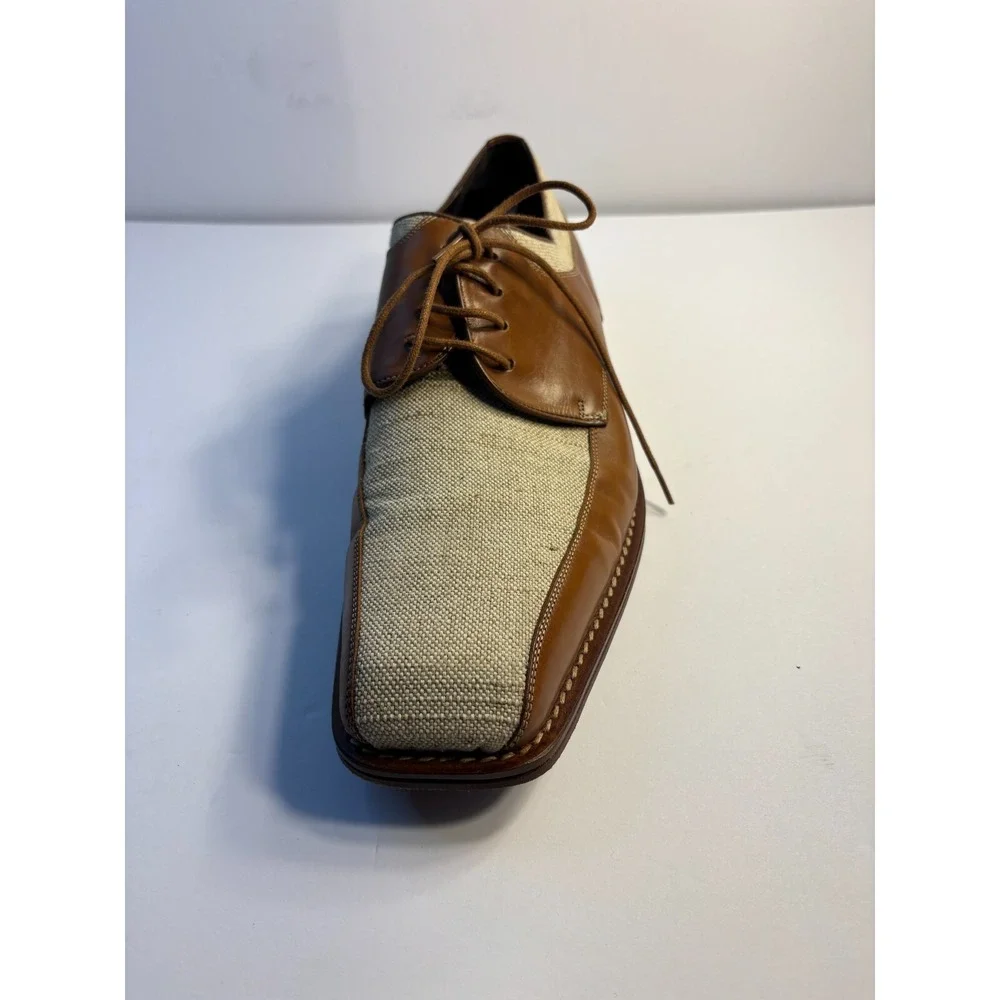 Bachrach Oxford Dress Shoes Men's US‎ 10M Brown Tan Leather Square Toe Lace Up